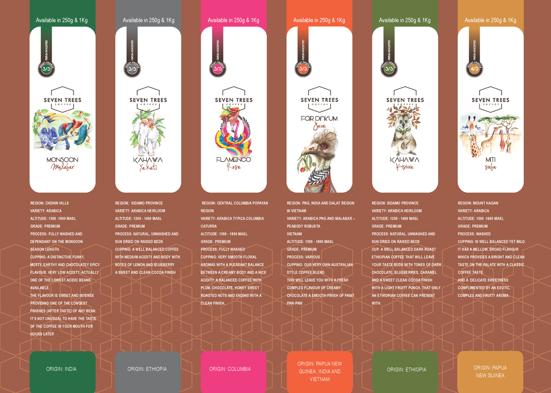 Coffee Sample Pack - LIGHT TO MEDIUM ROAST 6 x 100g