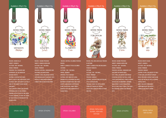 Coffee Sample Pack - LIGHT TO MEDIUM ROAST 6 x 100g